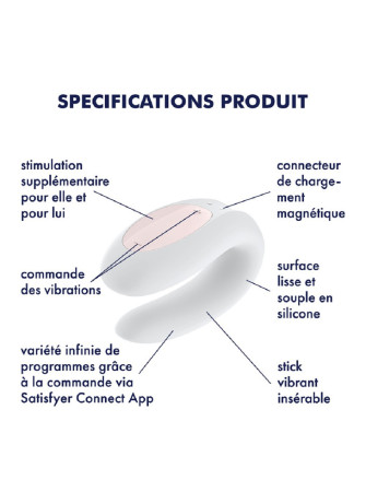 Vibromasseur pour couple connecté blanc Double JOY Satisfyer - CC5972420020